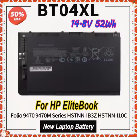 14.8V 52Wh BT04XL Laptop Battery for HP EliteBook Folio 9470 9470M HSTNN-IB3Z HSTNN-I10C DB3Z BT04 B