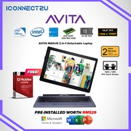 Avita 12.2" Magus Intel Celeron N4020 4GB RAM 64GB eMMC W10H IPS Touch 2-in-1 Detachable Laptop - Grey (NS12T5MYC42B-CH)