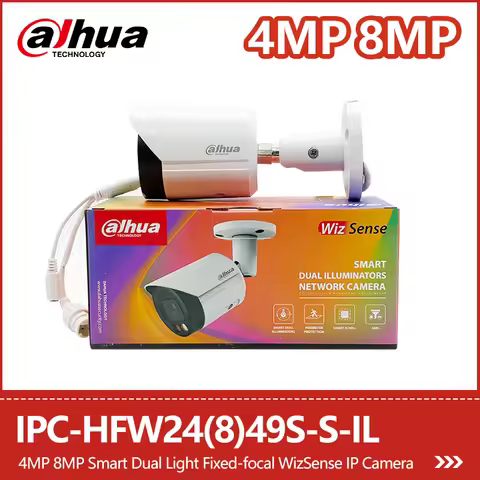 Dahua 4MP 8MP 4K Dual Light IP Camera Mic Human&Vehicle Detect PoE WizSense Security Camera IPC-HFW2