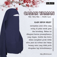 Cadar/Niqab/Niqob/Khimar Model Poni Yaman Dua Layer/Lapis Warna Hitam, Navy/Dongker, Coklat Tua, Hij