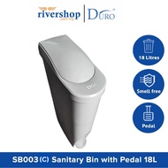 DURO Sanitary Bin with Pedal 18L / Sanitary Dustbin Grey / Garbage Wastebin Rubbish Bin Trash Can