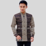 Koko Shirt For Men, Long Sleeve, Brown Color, Combination Of Batik, Sogan