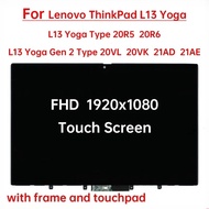 For Lenovo ThinkPad L13 Yoga 20R5 20R6 L13 Yoga Gen 2 20VL VK 21AD 21AE Touch Screen LCD Display Dig