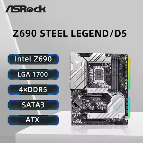 ASRock Z690 STEEL LEGEND/D5 Motherboard LGA 1700 Support i9-14900KF i7-12700K i5-12400F CPU 4xDDR5 M