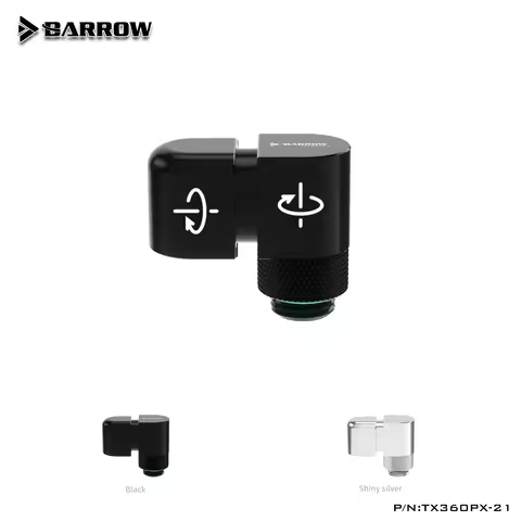 Barrow G1/4" PC Thread Dual Rotary Adapter 45 / 90 /360 Degree Bend Angle Rotating Fitting for Water