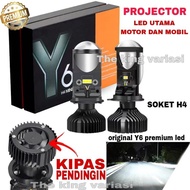 MOTORCYCLE CAR HEAD LIGHT PROJECTOR Y6 LED Mini Biled Laser PREMIUM ORIGINAL SOCKET H4 CAR HEADLIGHT