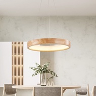 【TikTok】Japanese-Style Simple Log Restaurant Chandelier Ring New Study Office Lamps Creative Personality Bedroom Lightin