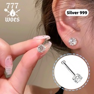 S999 Pure Silver Cz Diamond Earrings Shiny Nose Easy To Wear Remove Basic Style Can Be Worn Sleep Wi