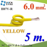 NC 5 Meters Flexible Cable Wiring H07V-R AC DC Power H07V-R-6-Yellowx5m