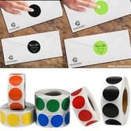 Diskon 500 Pcs / Roll Stiker Label Dot Putih Biru Ukuran 1 Inch Untuk