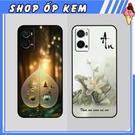 Oppo A36 - A76 - A96 Case with Lotus Flower, Bodhi Leaf Shape, Peace of Mind