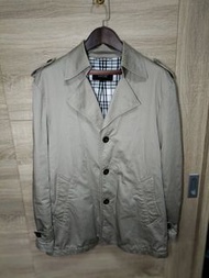 Burberry Black Label 日本 卡其 開領 風衣外套 短大衣 男M