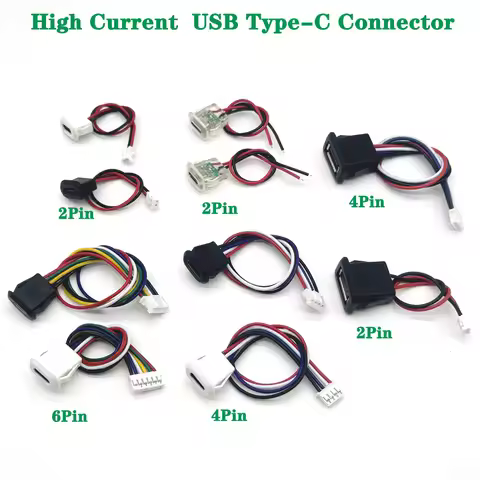 USB-C Type Waterproof USB Connector Direct compression base Female Socket Charging Interface 2P 4P 6