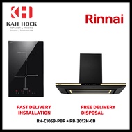 RINNAI RH-C1059-PBR CHIMNEY HOOD + RB-3012H-CB 30CM 2 INDUCTION HOB BUNDLE