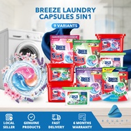 Breeze Laundry Capsules 3in1 5in1 - 18pcs/40pcs, Power Clean, Stain Removal, Long-Lasting Freshness