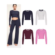 Skims Skims SOFTLOUNGEcroptop Modal Threaded Long Sleeve T-Shirt Short Top Base