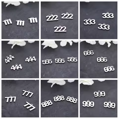 3pcs Angel Number 000 111 222 333 444 666 777 888 999 Stainless Steel Pendant Woman Man Minimalist C