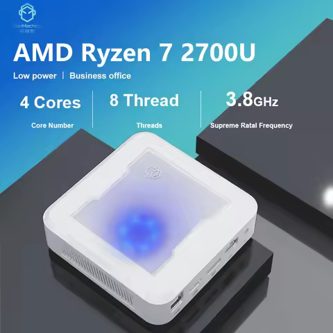 Gemachine RGB New AMD Mini PC Windows 11 Ryzen 2700U 2.2GHz-3.8GHz Computer DDR4 M.2 2280 NVMe WIFI 