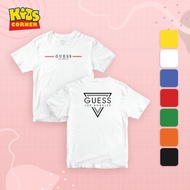 Baju Premium GUESS Los Angeles Logo Words Cotton Short Sleeve T Shirt Kanak Budak Boys Girl Kids T-S