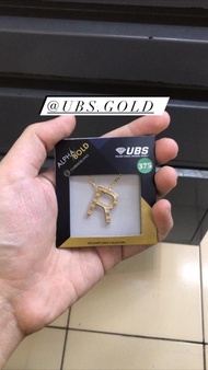 Kalung UBS carendelano alphabold kadar 375 huruf R emas asli