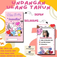 Undangan Karakter BT21 01 ( 100 PCS / 50 PCS / 30 PCS/ 20 PCS / 10 PCS ) / Undangan ulang tahun / un