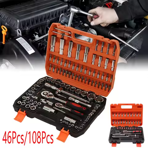 46Pcs/108Pcs 1/4-Inch Wrench Socket Set Hardware Car Motorcycle Repair Kit Ratchet Wrench Tool Set C