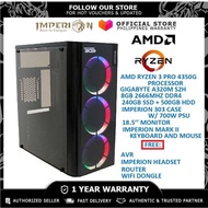 IMPERION DESKTOP AMD RYZEN 3 PRO 4350G A320m 8Gb Ddr4 240Gb SSD + 500Gb HDD CASE W/ 700W 18.5'' 0Dc
