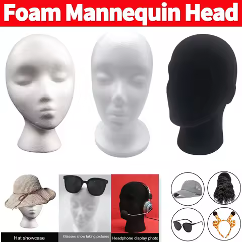Mannequin Head Wig Hair Glasses Hat Display Stand Lightweight Female/Male Head Model Wig Display for