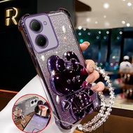 Case for VIVO Y36 4G y27s Y78 Y76 Y77 5G y72 5g  Sparkling Pink Phone Case Shockproof  Rabbit makeup