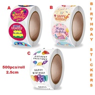 2.5cm (500pcs) Happy Birthday/Greetings Birthday/Happy Birthday to you Stickers/round stickers
