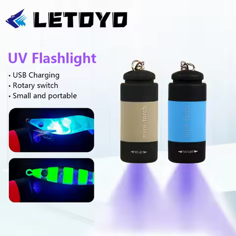 LETOYO UV USB Flashlights Led Mini Light Portable Rechargeable Waterproof Flashlight for squid jig m