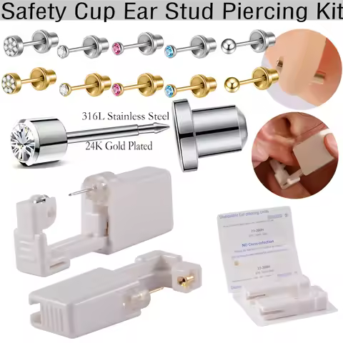 Disposable Ear Piercing Gun Unit Nickel Free Ear Studs Cup Clasp Safety for Baby Woman NO PAIN Steri