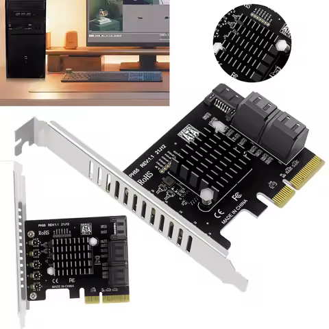 PCIe To 5-Port SATA3.0 Expansion Card Jmb585 Chip PCI-E To SATA Expansion Card Supports Cascaded Tri