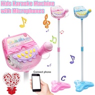Karaoke Machine Set 2 Microphones Music Play Toy Adjustable Stand For Kid Home Girl Singing System C