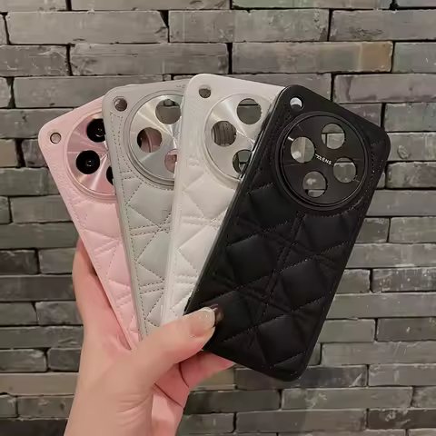 For OPPO Find X8 Pro ,X8 Case Luxury Diamond Pattern PU Plain Leather + TPU Camera Protection Cover