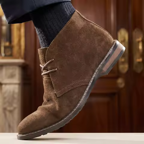 Natural Cow Suede leather Men Chukka Boots Genuine Leather Desert boots Fashion Comfortable Brand An