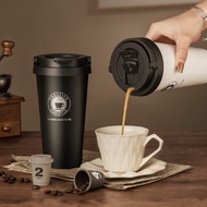 BINCOO ขวดแก้วกาแฟกระติกน้ำสุญญากาศ500มล. พร้อมที่จับกันรั่วแก้วกาแฟสแตนเลสน้ำร้อน