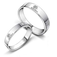 Super pretty Be happy 4-leaf clover stainless steel ring
