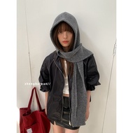 Fashionable Cool Hooded One-Piece Scarf Women Warm Neck Support Niche Autumn Winter Versatile Knitte