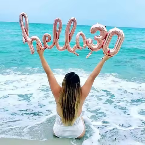 Rold Gold Silver Hello Foil Balloons Number Balloon Birthday 18 21 25 30 40 50 Years Old Aldult Birt