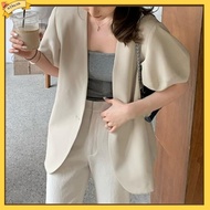 athena|  Women Commute Coat Women Summer Blazer Short Sleeve Women's Blazer Soft and Breathable Ol Style Commute Coat