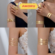 AMOR12U7 Tassel Arm Chain, Metal Adjustable Wide Open Bangle, Glamorous Retro Multi Style Fashion Fl