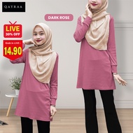 QAYRAA Aura Muslimah Ironless Blouse - Baju Muslimah Wanita/Purple/Black/Dusty Rose/Green/Size M-4XL