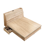 [特價]傢俱工場-吉米 MIT木心板床組 (插座床箱+6抽底)-雙人5尺梧桐