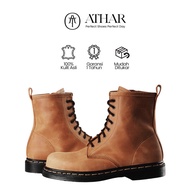 Athar Crazy Horse Leather Safety Shoes Zipper Casual Boone Tan