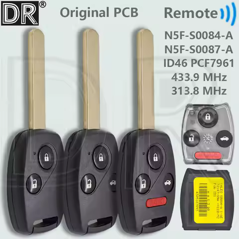 DR Original PCB/Inner S0084-A/S0087-A 313.8/433MHz ID46 PCF7961 Car Remote Key For Honda CIVIC EX SI