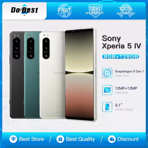 Unlocked Sony Xperia 5 IV 5G Mobile Phone 6.1" 120Hz OLED 8GB RAM 128/256GB ROM Snapdragon 8 Gen 1 O