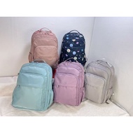MIZZUE (Ready Stock 7 Colors) Korean Version Multi-Compartment🎀Water Repellent💦💦Nylon Computer Backp