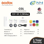 Godox C01 Kit2 Wireless Microphone for IP 15/16/17 & Android USB-C Mini Mic Noise Reduction 48kHz Au