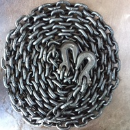 โซ่ลากรถยนต์เกรด โซ่ G80 ขนาด 10 มิลลิลเมตร พร้อมตะขอโซ่ 3/8 นิ้ว G80 ความยาว 6 เมตร